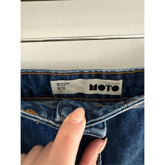 Topshop Moto Button Fly Denim Jean Skirt, Size 28 - Picture 5 of 7